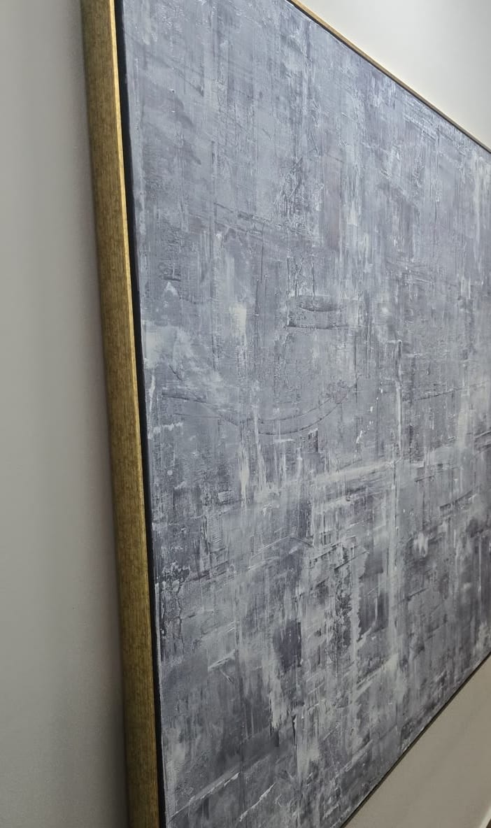 Relevos Nº 04 — a silver-grey topography with a near-geological presence